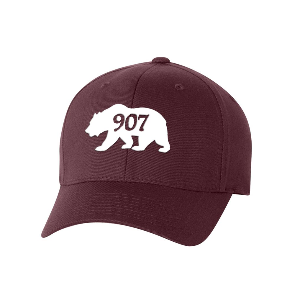 Alaskan Bear 907 Flexfit Hat S M Maroon