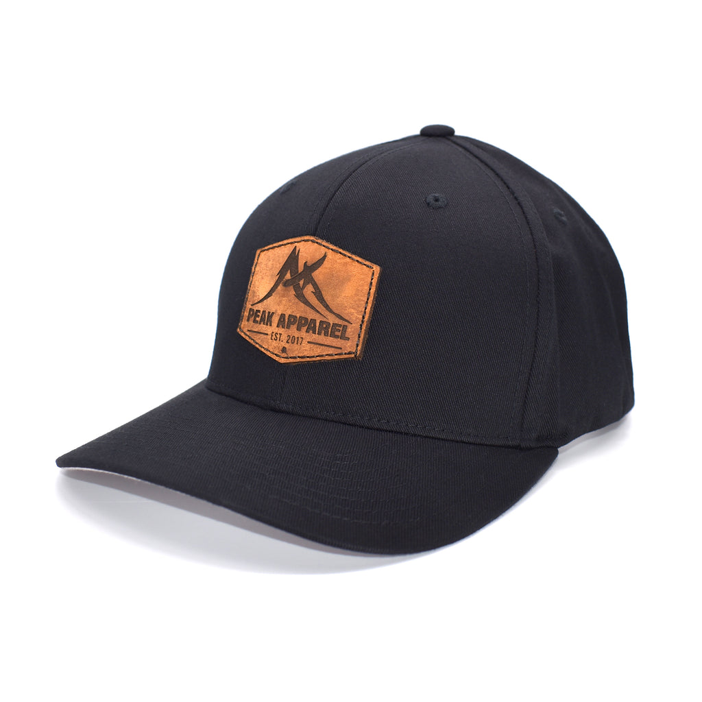 Peak Apparel Logo Leather - Black Hat Flexfit Patch