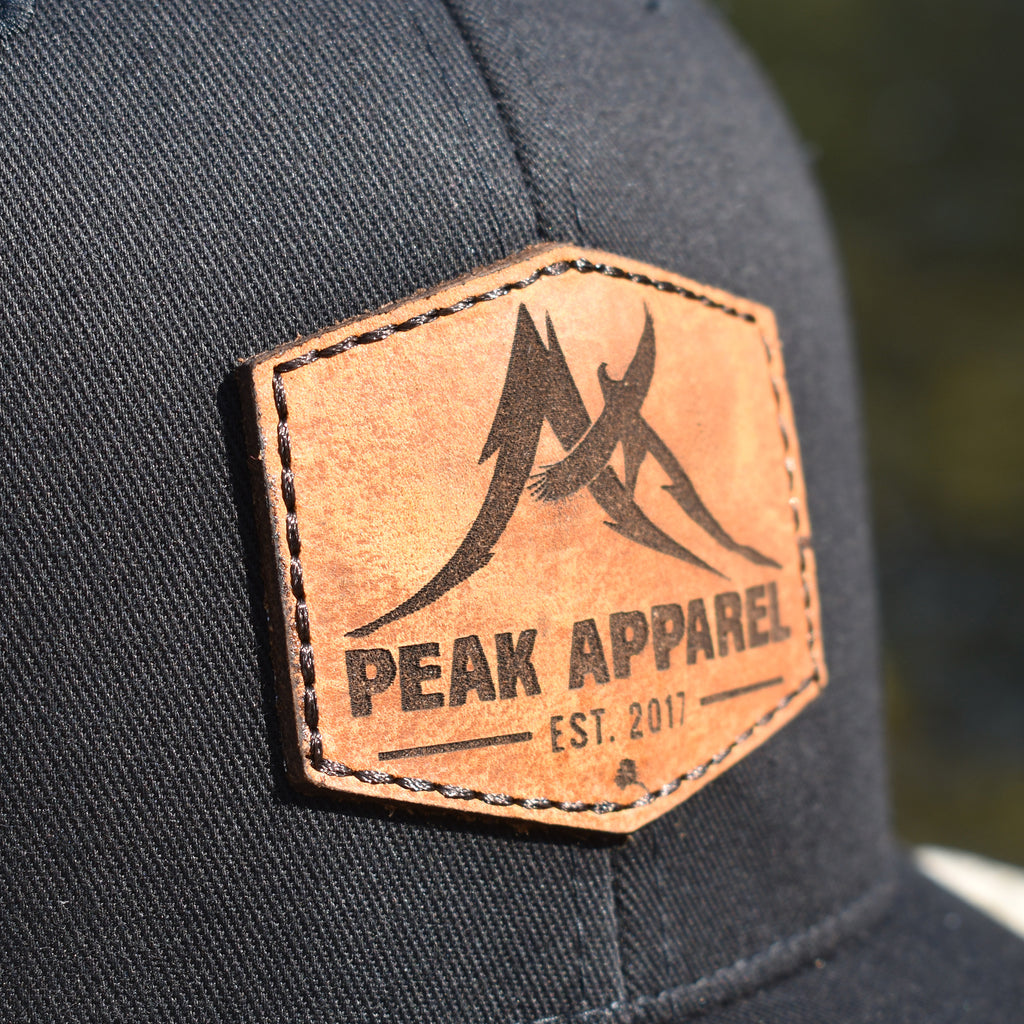 Apparel Leather Hat Patch - Logo Peak Black Flexfit